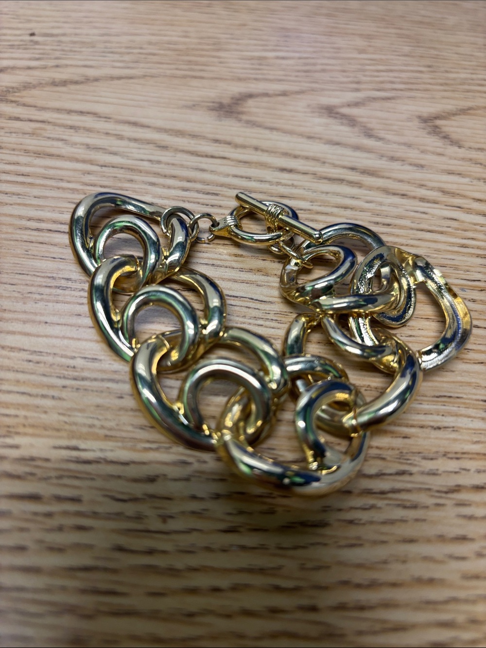 Polished Gold Link Toggle Bracelet - Women Jewelry
